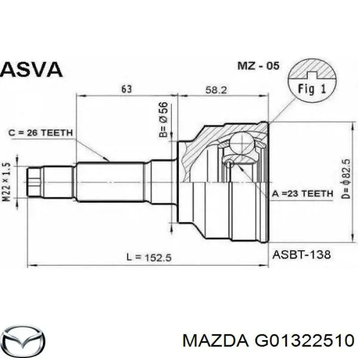 Junta homocinetica G01322510 Mazda