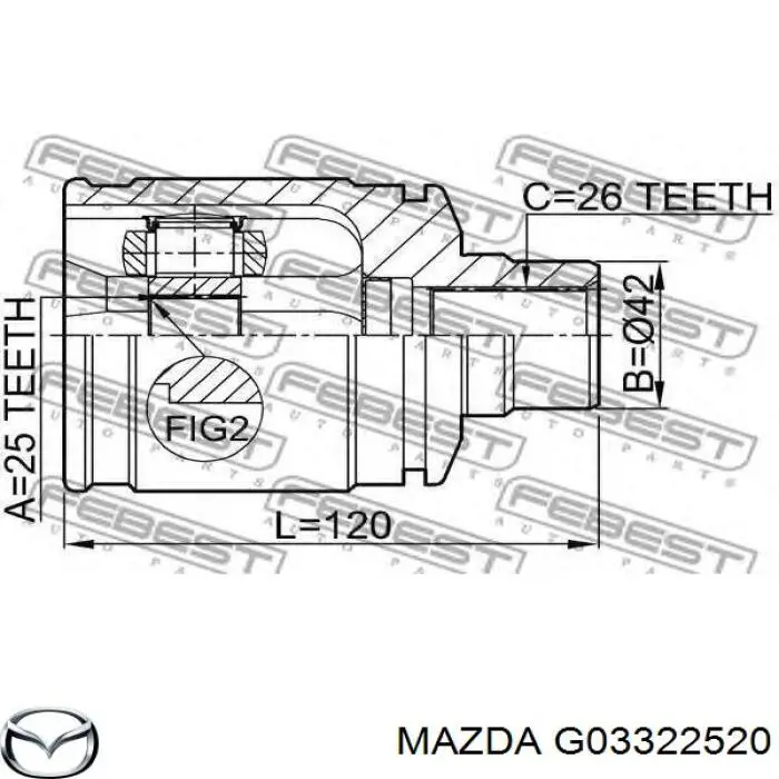 Junta homocinética interior delantera derecha para Mazda 626 (GV)