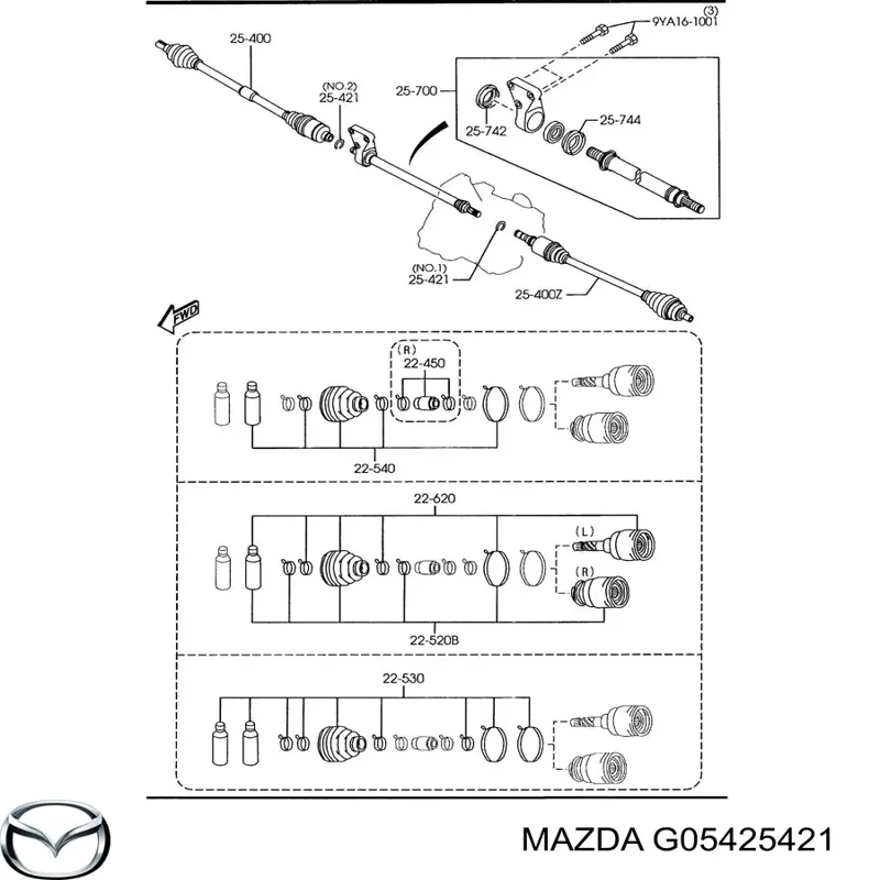 G05425421 Mazda Anillo de retención del cojinete de la rueda delantera