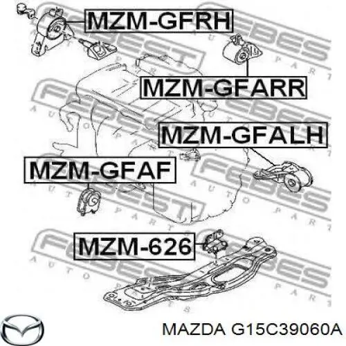 G15C39060A Mazda soporte de motor derecho