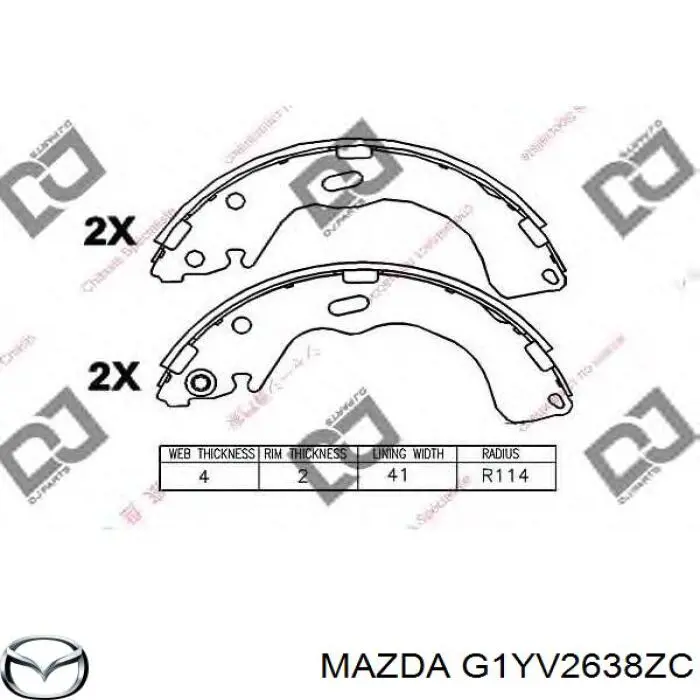 G1YV2638ZC Mazda zapatas de frenos de tambor traseras