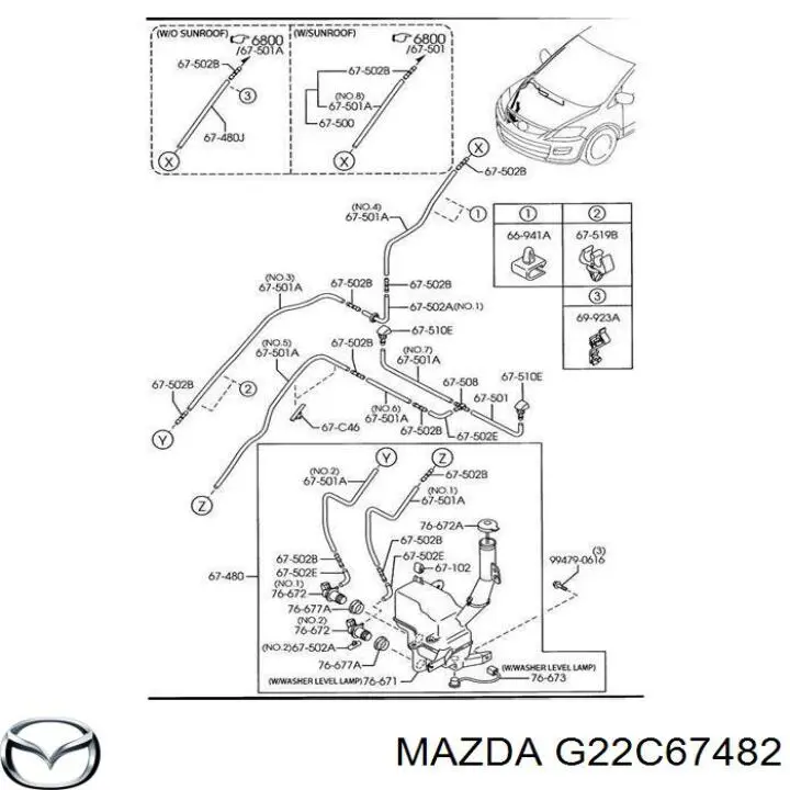 G22C67482 Mazda bomba de agua limpiaparabrisas, delantera
