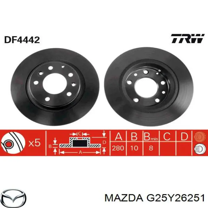 Disco de freno trasero Mazda G25Y26251 precio, desde 38,53 EUR
