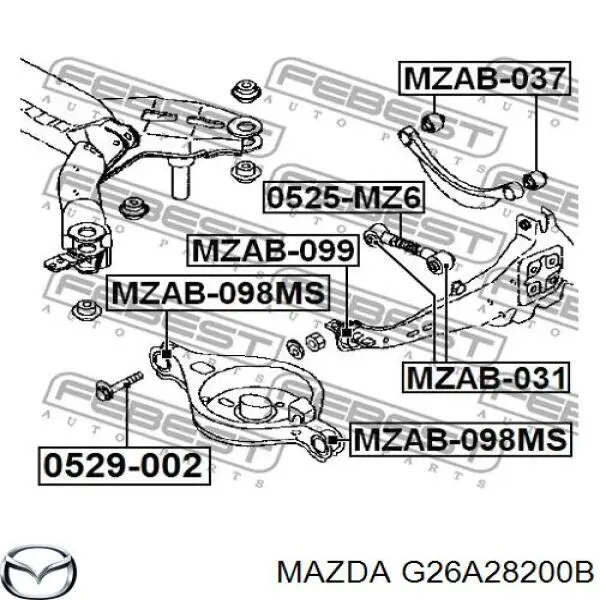 G26A28200B Mazda brazo de suspensión, trasera derecha