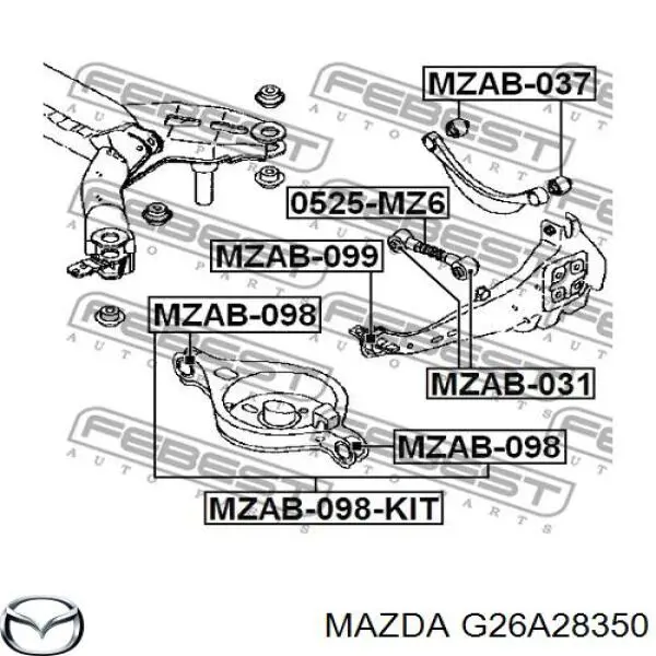 G26A-28-350 Mazda brazo suspension trasero inferior izquierdo