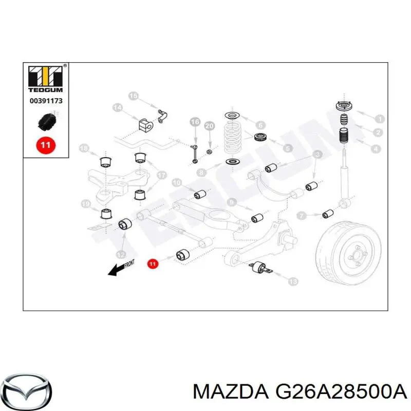 Comprar G26A28500A Mazda Barra transversal de la suspensión trasera