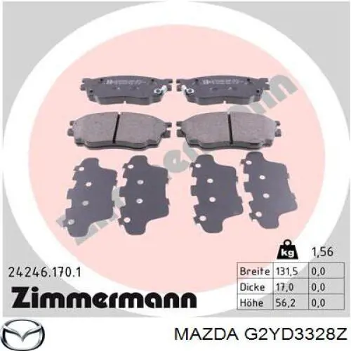 Comprar G2YD3328Z Mazda Pastillas delanteras de freno