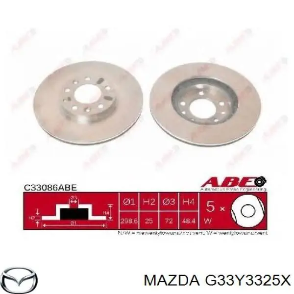 G33Y3325X Mazda freno de disco delantero