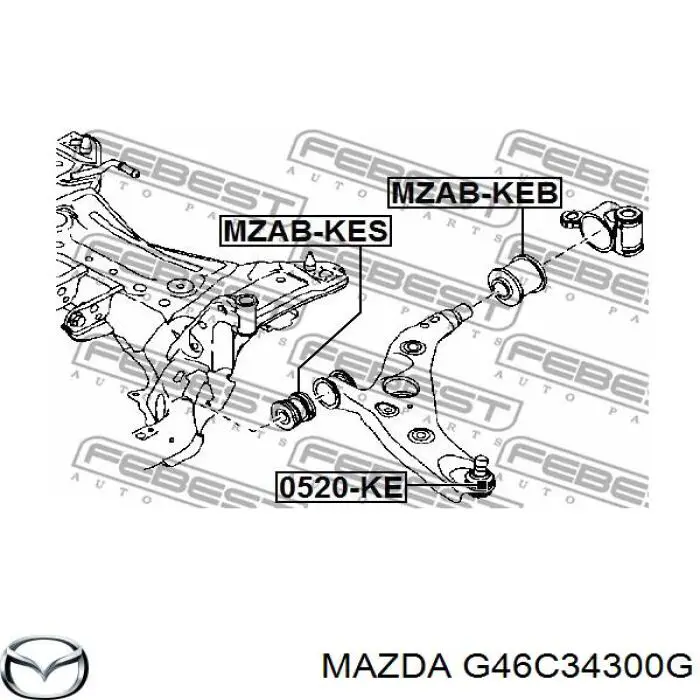 G46C34300G Mazda barra oscilante, suspensión de ruedas delantera, inferior derecha