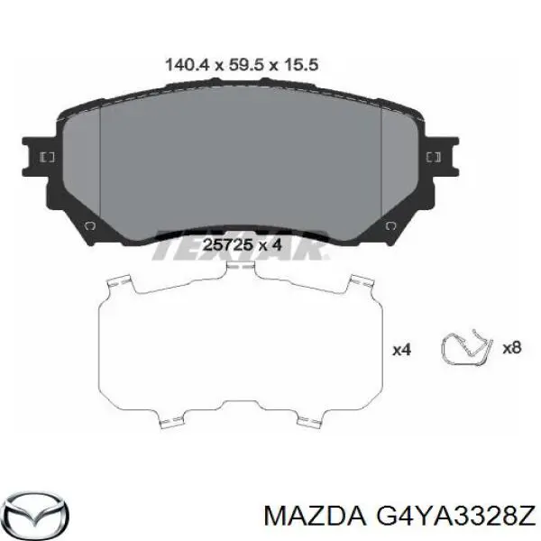 G4YA3328Z Mazda pastillas de freno delanteras