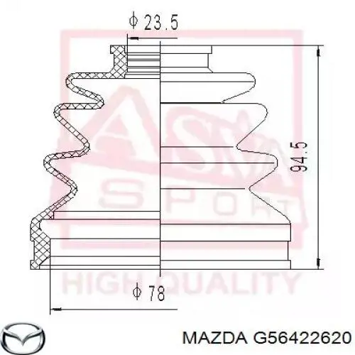 G56422620 Mazda junta homocinética interior delantera izquierda