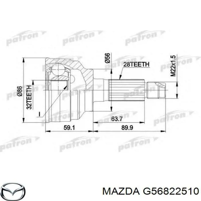 Junta homocinética exterior delantera Mazda G56822510 precio, desde 36,62 EUR