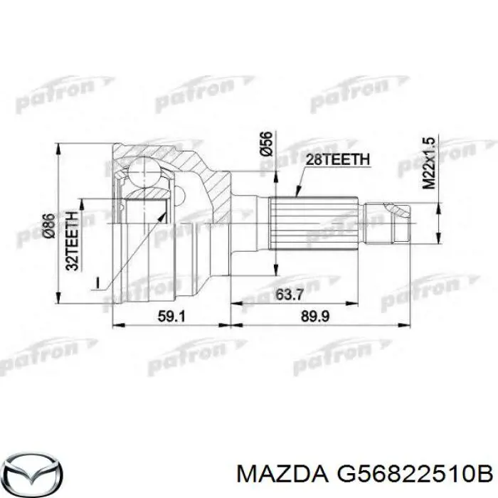 Junta homocinética exterior delantera Mazda G56822510B precio, desde 36,62 EUR