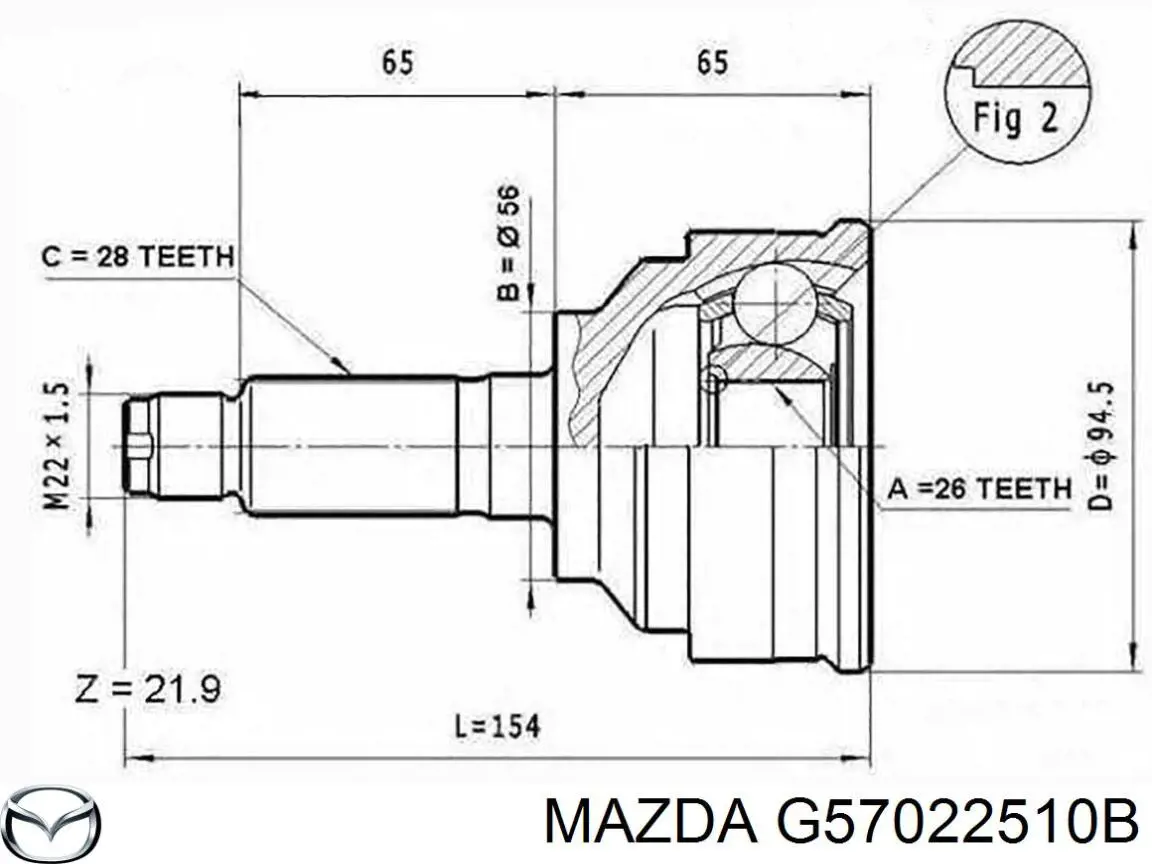 G57022510B Mazda junta homocinética exterior delantera