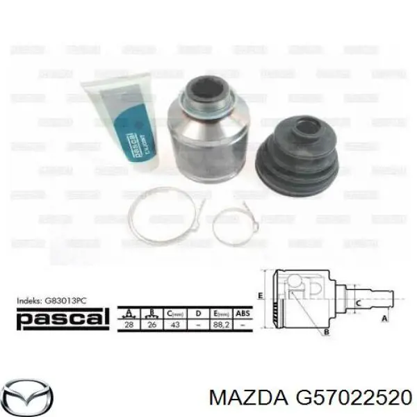 G57022520 Mazda junta homocinética interior delantera derecha