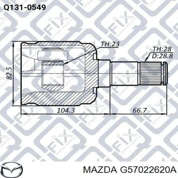 G57022620A Mazda junta homocinética interior delantera izquierda