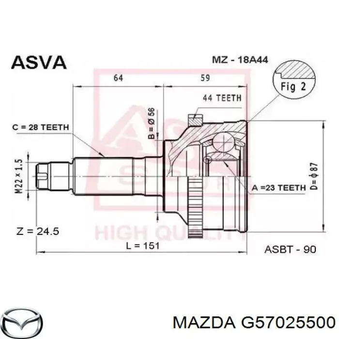 Junta homocinética exterior delantera para Mazda Xedos (TA)