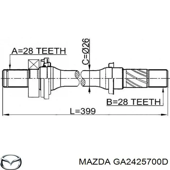 Eje intermedio de transmisión Mazda GA2425700D precio, desde 49,83 EUR