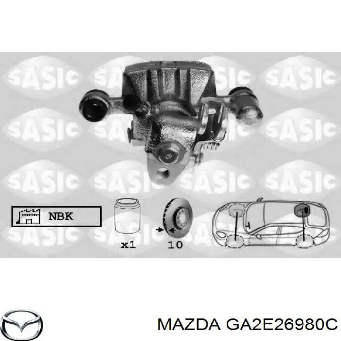 Pinza de freno trasera derecha Mazda GA2E26980C