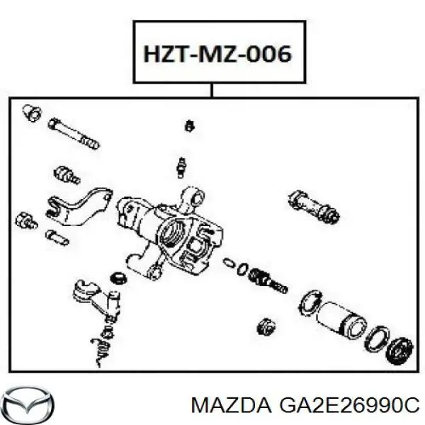 GA2E26990C Mazda pinza de freno trasera izquierda