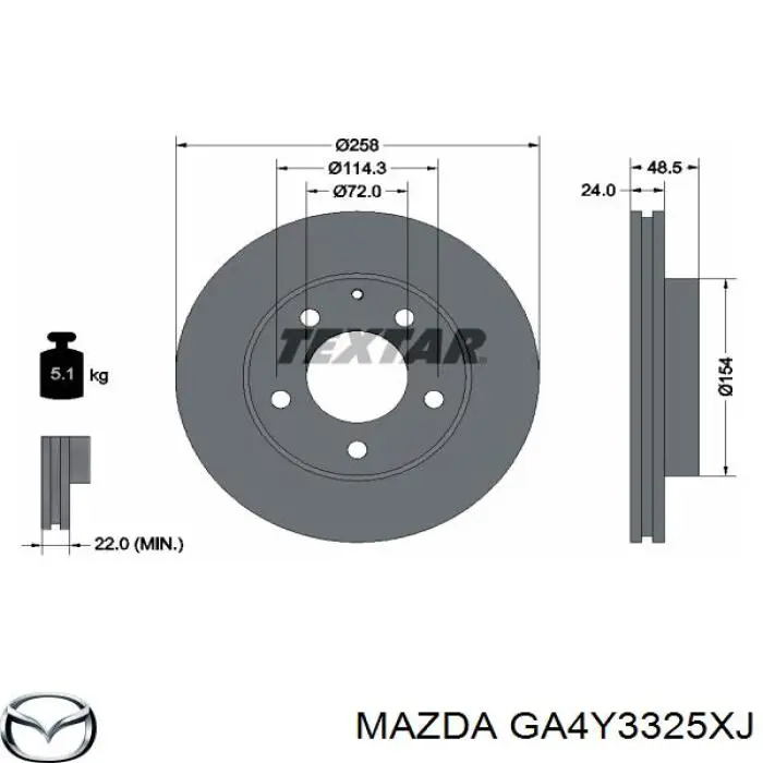 Frenos delanteros Mazda GA4Y3325XJ precio, desde 32,98 EUR