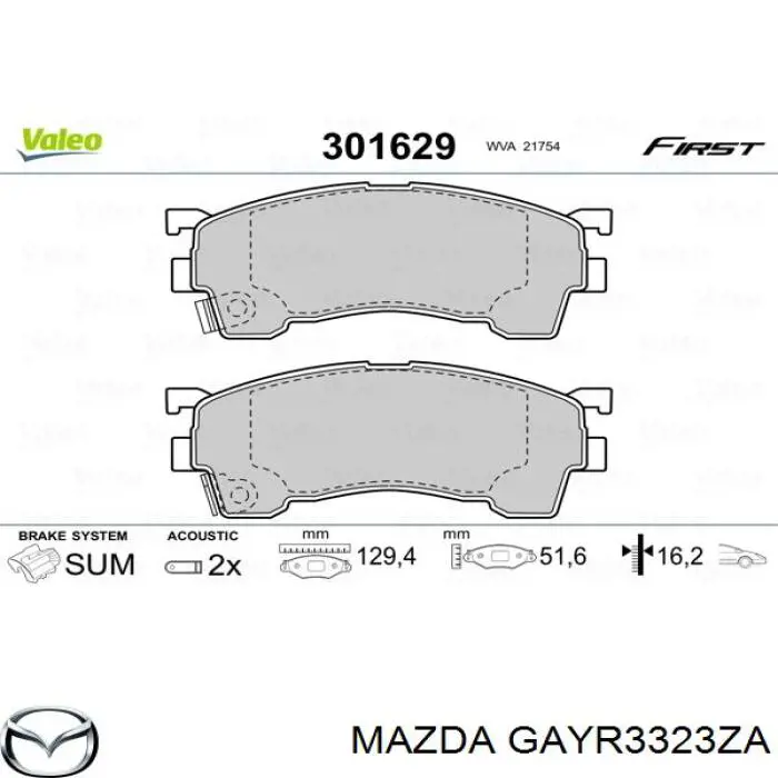 GAYR3323ZA Mazda pastillas de freno delanteras
