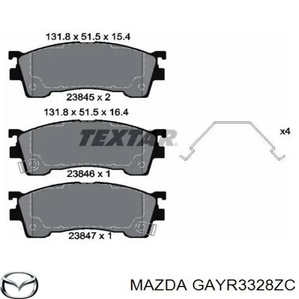 GAYR3328ZC Mazda pastillas de freno delanteras