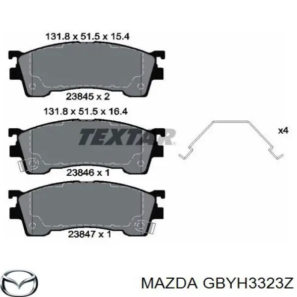 GBYH3323Z Mazda pastillas de freno delanteras