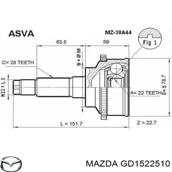 Junta homocinetica GD1522510 Mazda