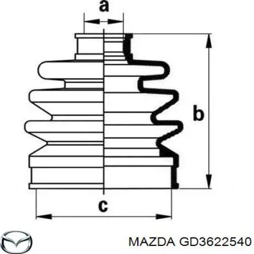 GD3622540 Mazda fuelle, árbol de transmisión delantero interior izquierdo
