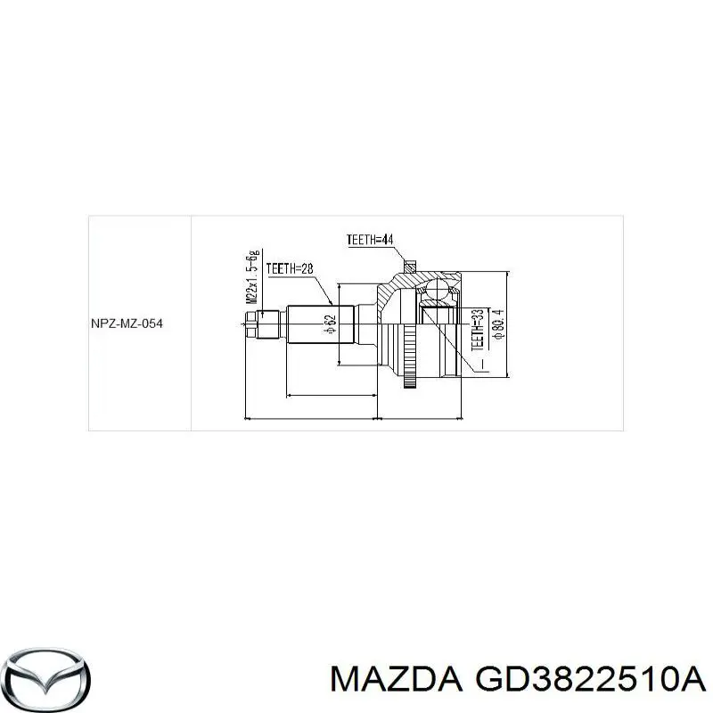 GD3822510A Mazda junta homocinética exterior delantera