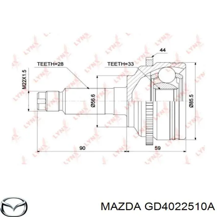 GD40-22-510A Mazda árbol de transmisión delantero derecho
