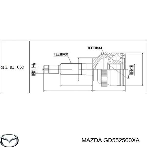 Semieje delantero izquierdo Mazda GD552560XA precio, desde 129,59 EUR