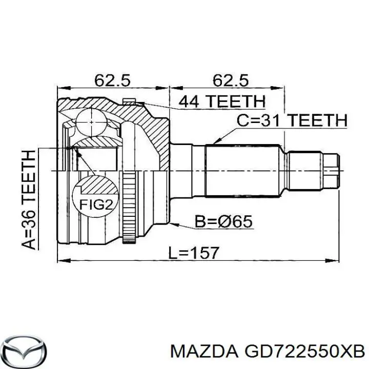 GD722550XB Mazda Semieje delantero derecho
