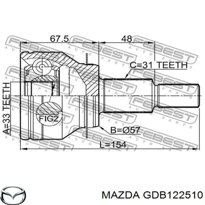 GDB122510 Mazda junta homocinética exterior delantera