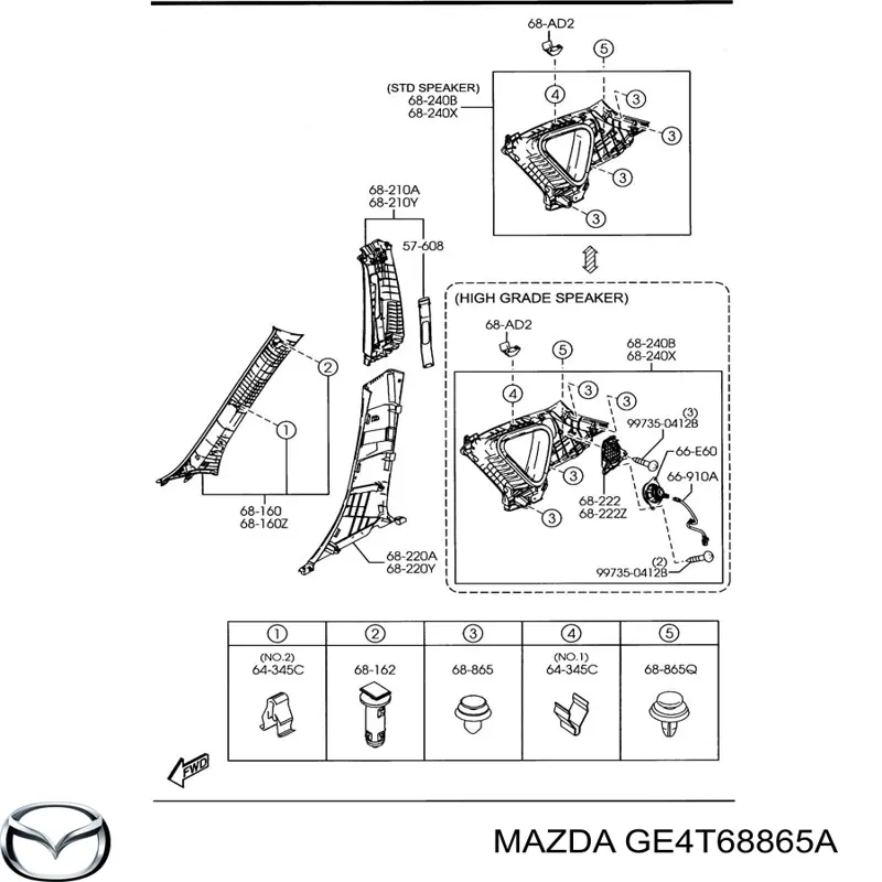 Clips fijación, revestimiento puerta para Toyota FORTUNER (N5, N6)