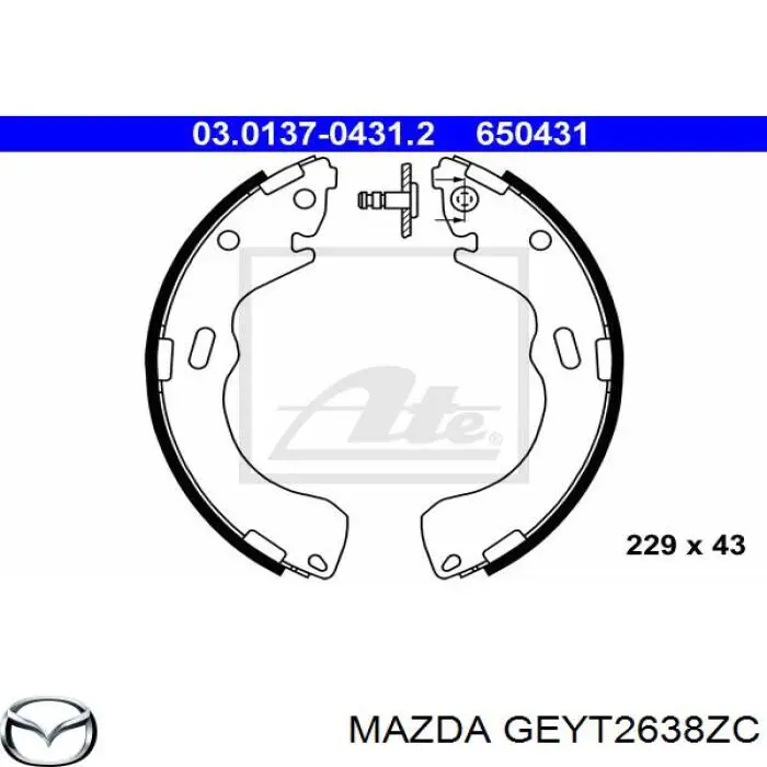 GEYT2638ZC Mazda zapatas de frenos de tambor traseras