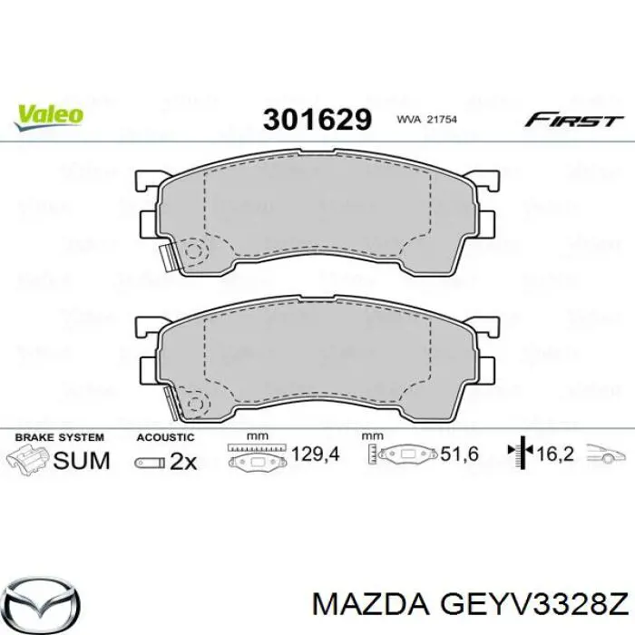 GEYV3328Z Mazda pastillas de freno delanteras