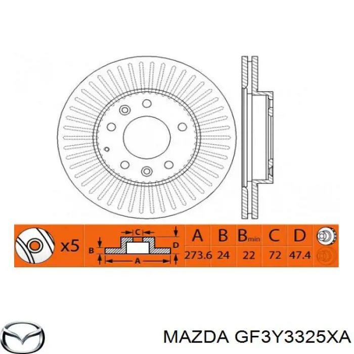Comprar GF3Y3325XA Mazda Freno de disco delantero