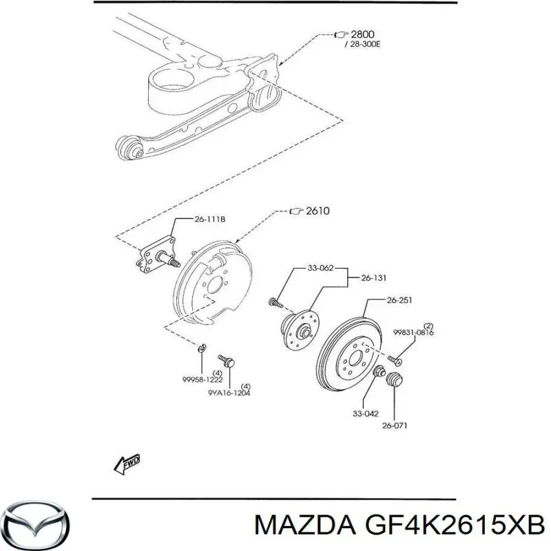GF4K2615XB Mazda cubo de rueda trasero