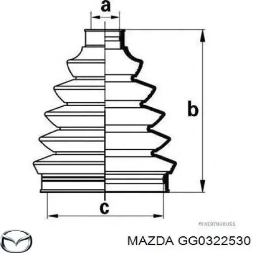 GG0322530 Mazda fuelle, árbol de transmisión delantero exterior