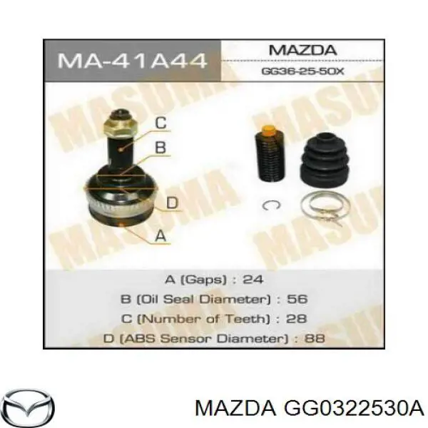 GG0322530A Mazda fuelle, árbol de transmisión delantero exterior