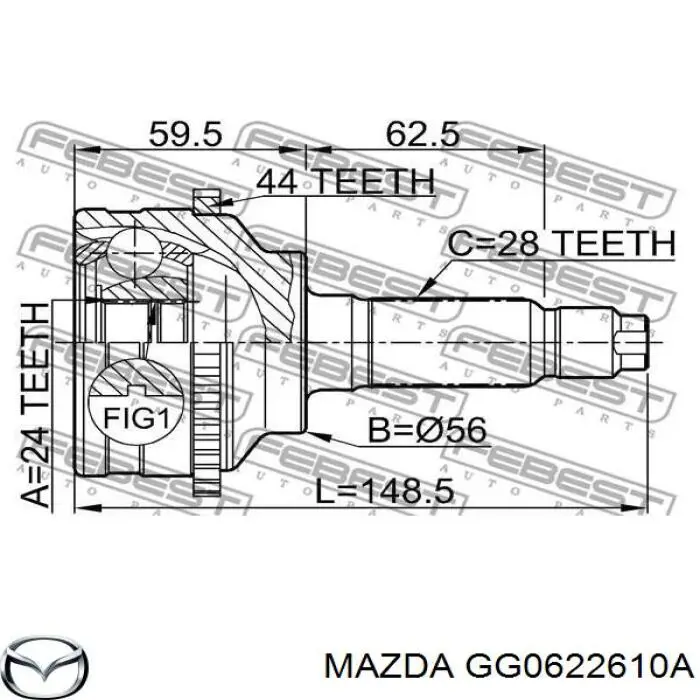 Árbol de transmisión delantero izquierdo para Mazda Tribute 