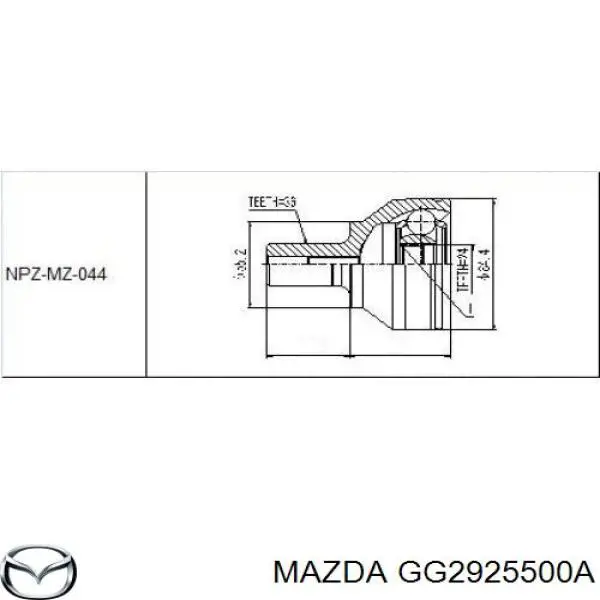 GG2925500A Mazda Semieje delantero derecho