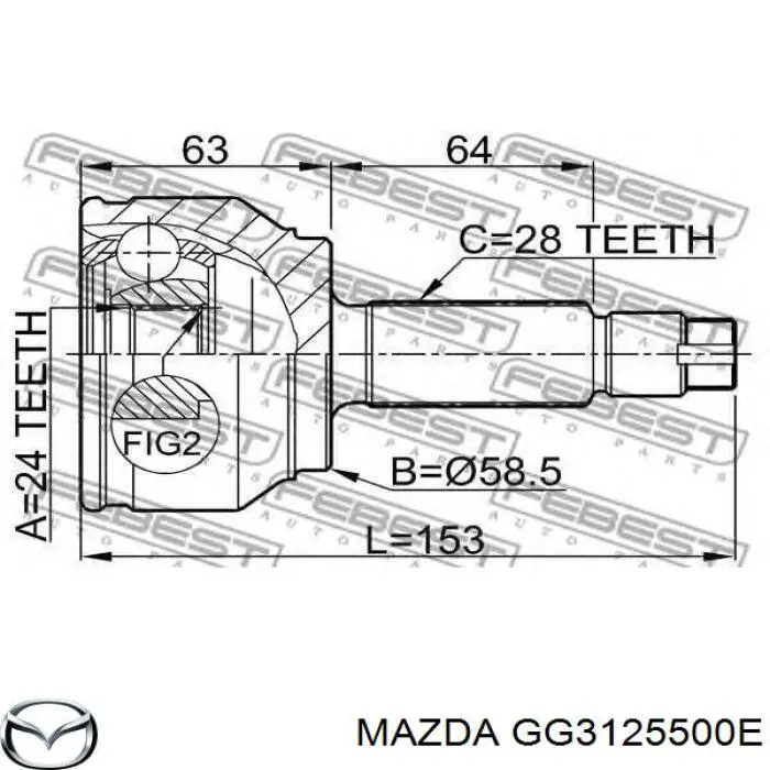 GG3125500G Mazda Semieje delantero derecho