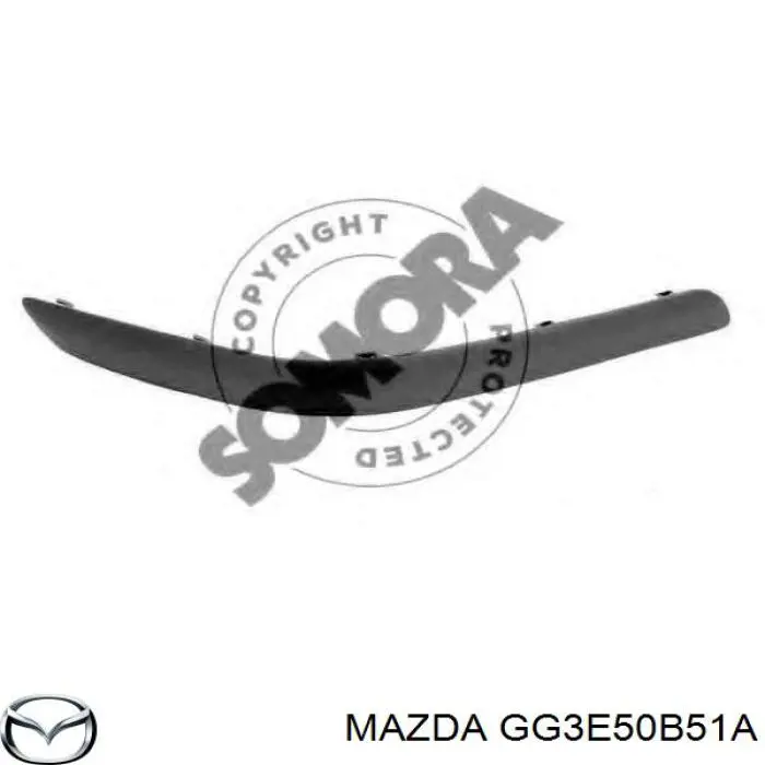 Listón embellecedor/protector, parachoque delantero izquierdo para Mazda 626 (GW)