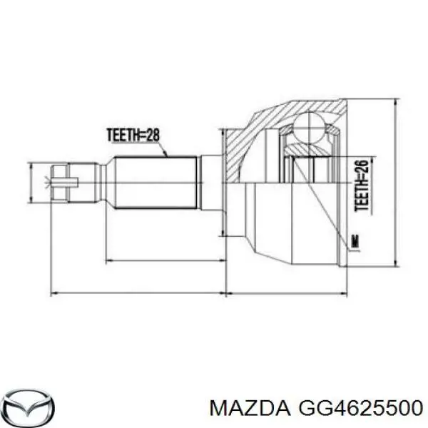 GG4625500 Mazda árbol de transmisión delantero derecho