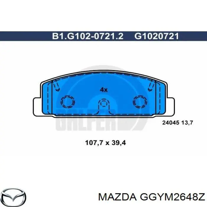 GGYM2648Z Mazda pastillas de freno traseras