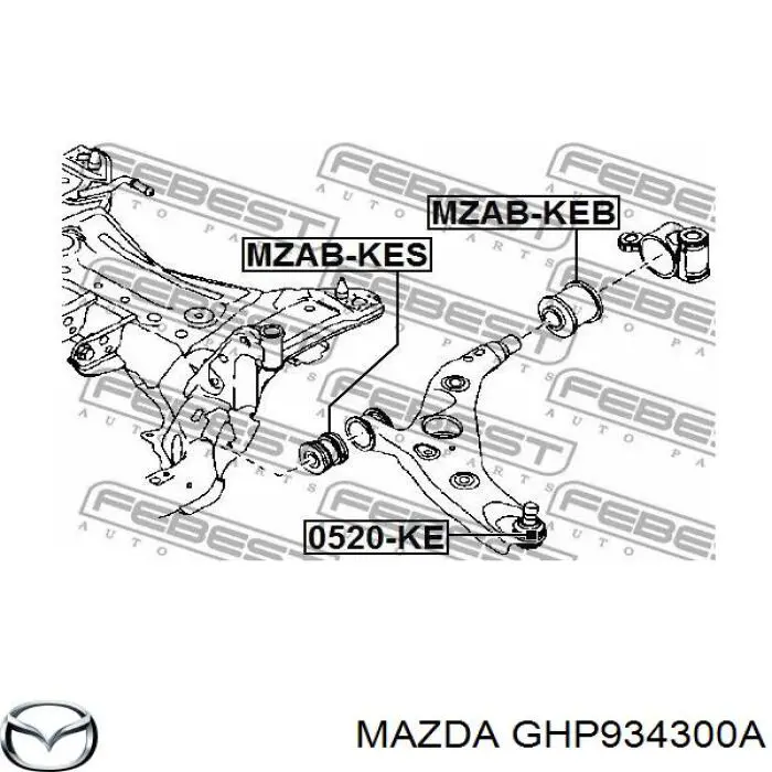 Brazo inferior derecho de la suspensión delantera KA0G34300E Mazda