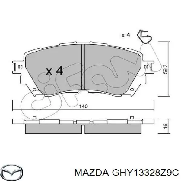 GHY13328Z9C Mazda pastillas de freno delanteras